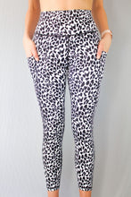 Load image into Gallery viewer, White leopard leggings pockets by Mama Life London