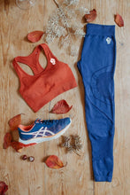 Load image into Gallery viewer, Fit kit by Mama Life London orange bra and navy leggings