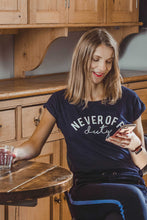 Load image into Gallery viewer, Navy Never Off Duty t-shirt by Mama Life London 